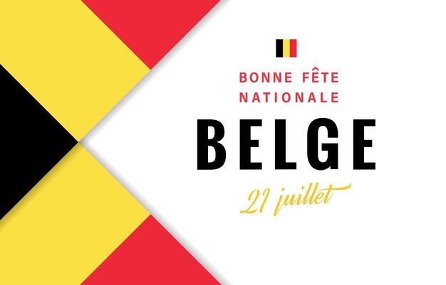 Vector belgian greeting card happy national day belgium july 21 french greetings creative 3d design