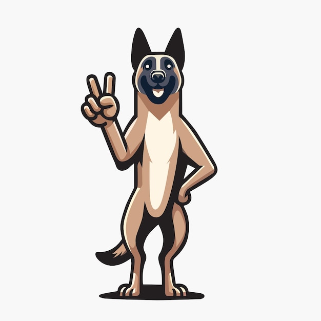 Belgian Shepherd Dog Peace Gesture Illustration Vector