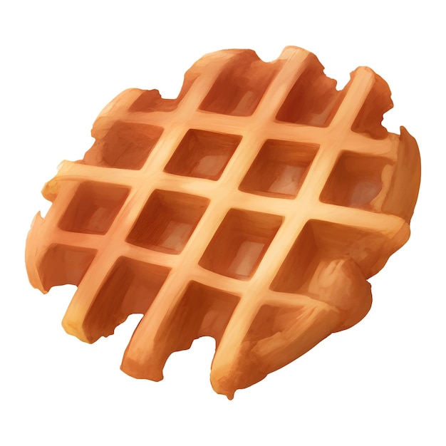 Belgian Waffle Isolated Hand Drawn Painting Illustration