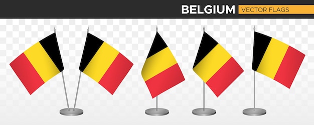 Belgium desk flags mockup 3d vector illustration table flag of Belgium