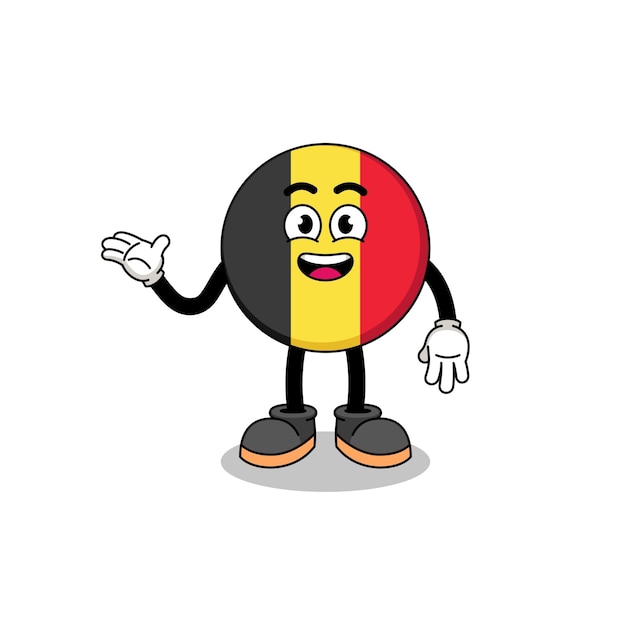 Belgium flag cartoon with welcome pose