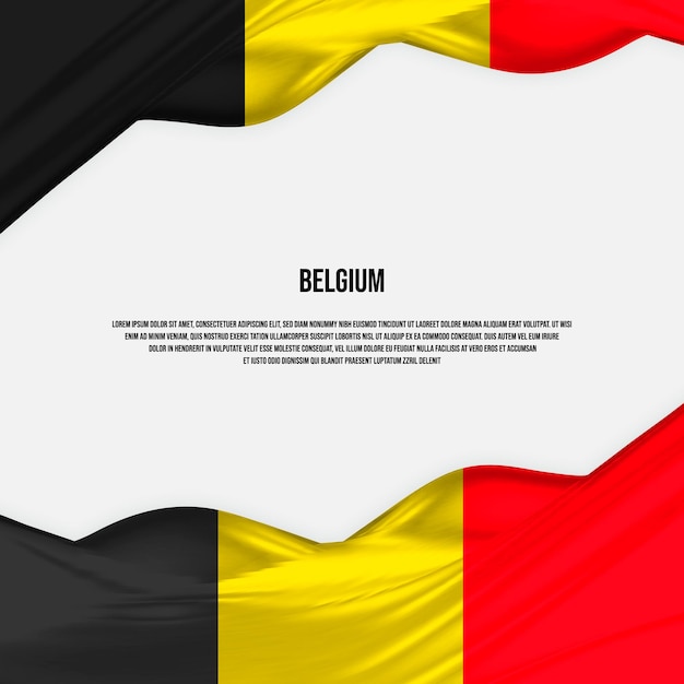 Belgium flag design. Waving Belgian flag made of satin or silk fabric. Vector Illustration.