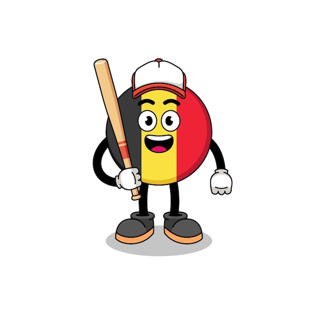 Belgium flag mascot cartoon as a baseball player