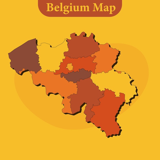 Belgium map vector with regions and cities lines and full every region