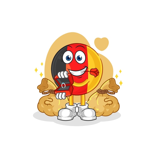 Belgium propose with ring cartoon mascot vector