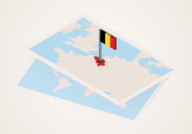 Belgium selected on map with isometric flag of Belgium