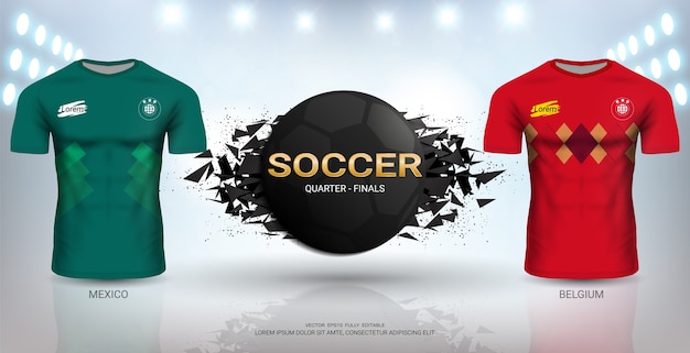 Belgium VS Mexico Soccer Jersey Template.