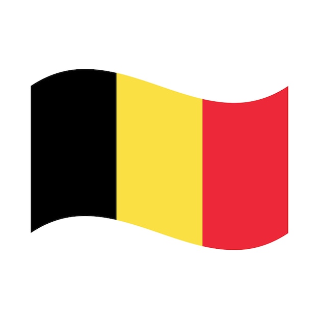 Belgium Wave Flag Isolated flat vector