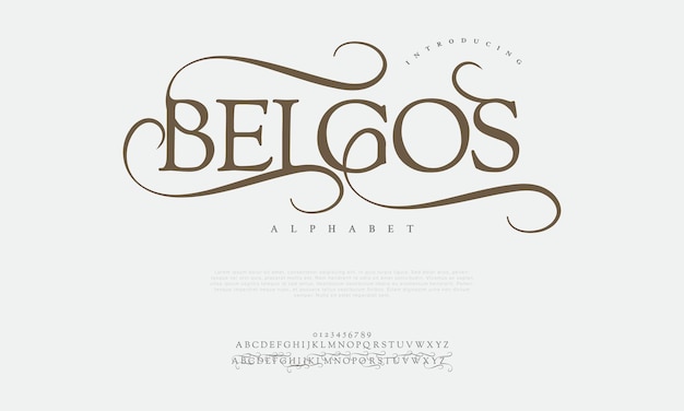 Belgos premium luxury elegant alphabet letters and numbers Elegant wedding typography classic serif