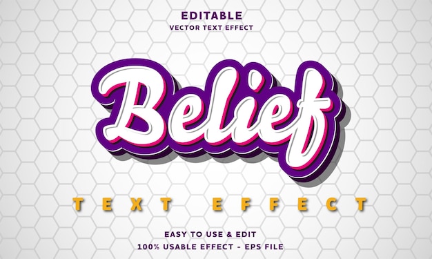 belief editable text effect with modern and simple style