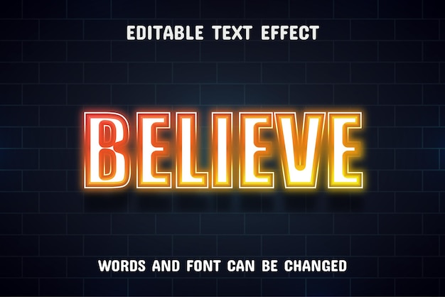 Believe text neon style text effect