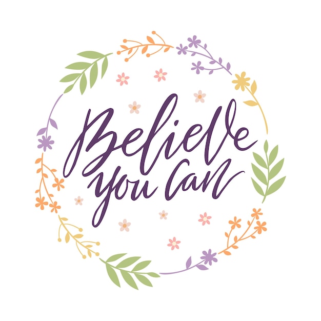 believe you can lettering card