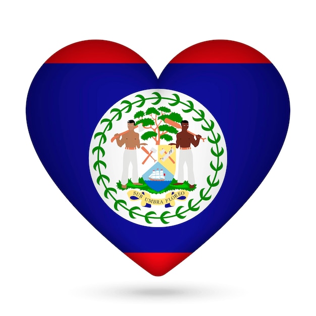 Belize flag in heart shape Vector illustration