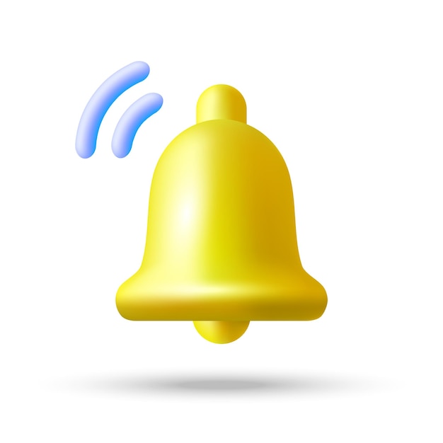 Bell in cartoon minimal 3d style Notification and message icon Vector illustration