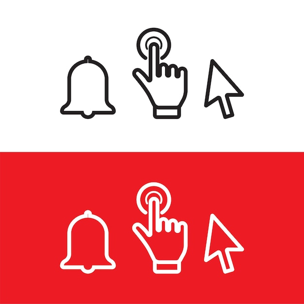 Bell Hand and Cursor linear icon Line with editable stroke