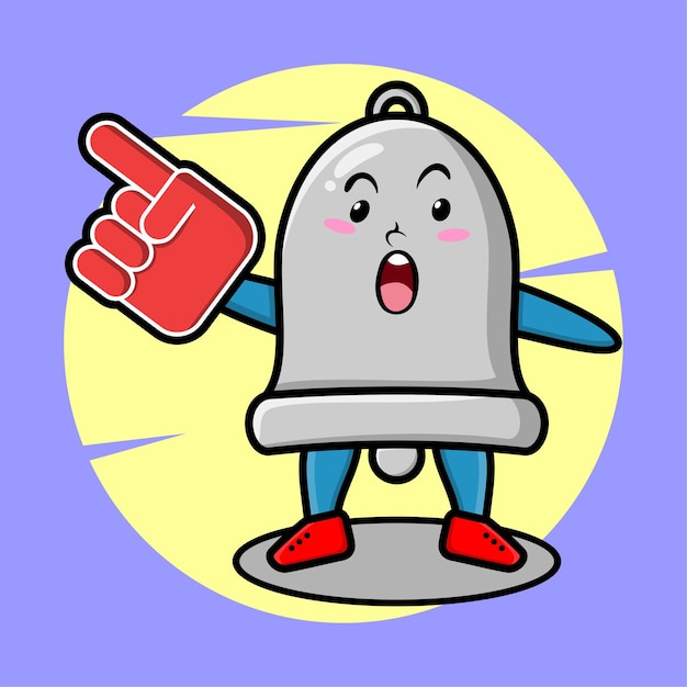 Bell illustration cartoon with foam finger glove cute style design for tshirt sticker etc