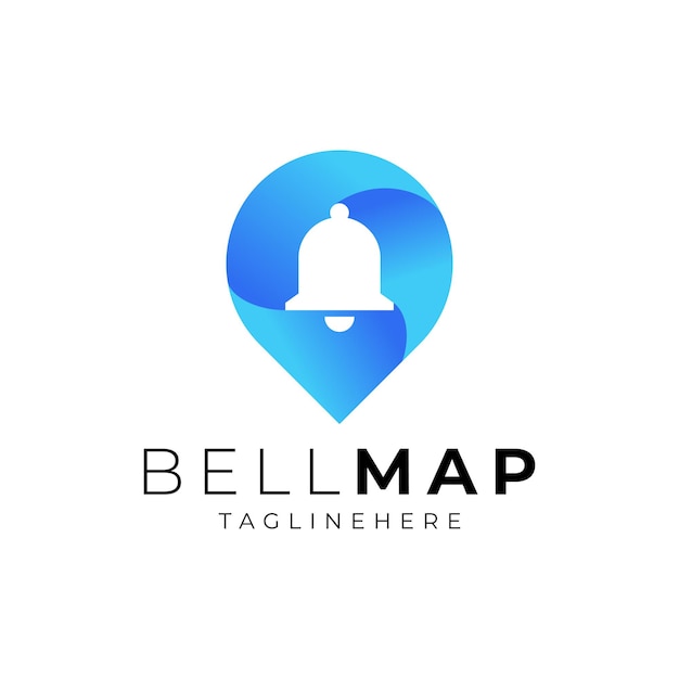 Bell and map icon dual meaning logo template