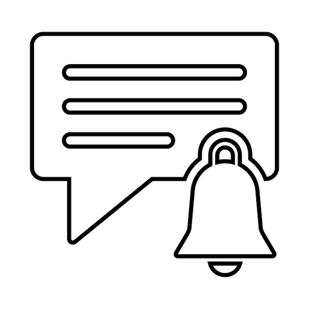 Bell message ring line icon Outline vector