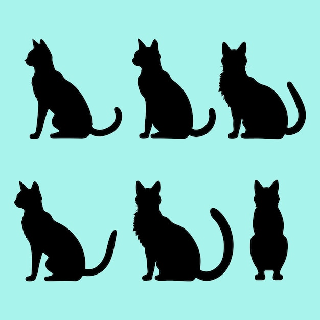 Bella cat set black silhouette Clip art vector