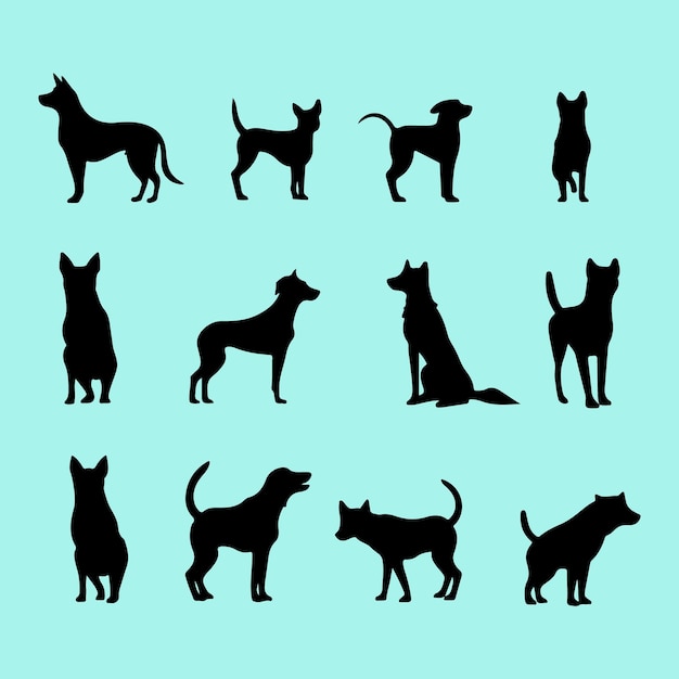 Bella dog set black silhouette vector