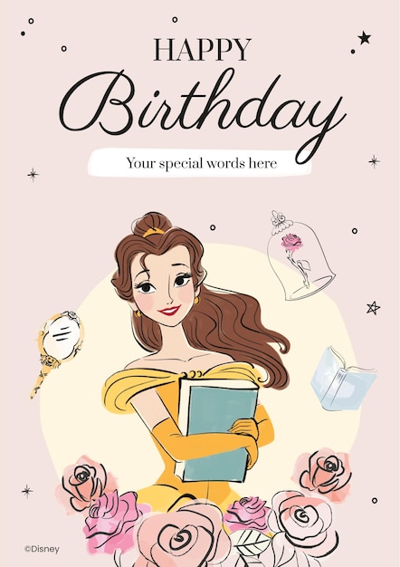 Belle Beauty and the Beast Birthday Card