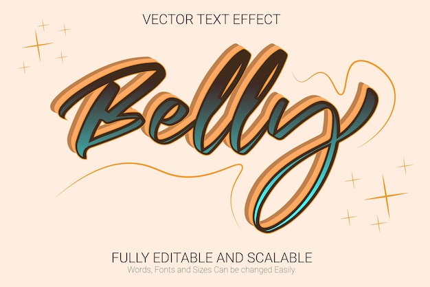 belly editable text effect, gradient color text style