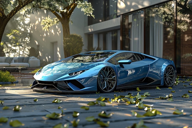 Vector belmont usa mclaren artura in autumn 3d rendering of a brandless generic concept car