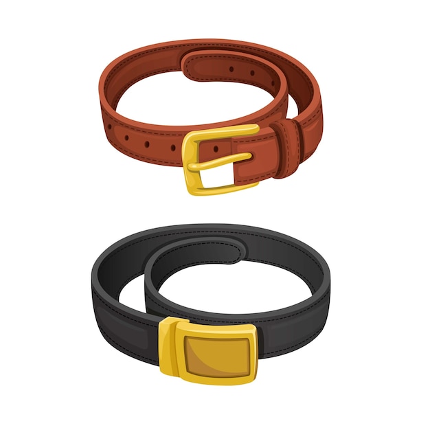 Belt in brown and black leather color variation set illustration vector