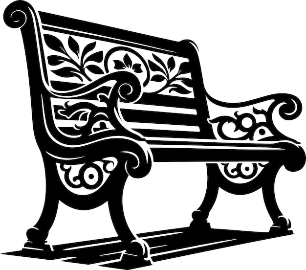 Bench Furniture Silhouette vector black color silhouette 10