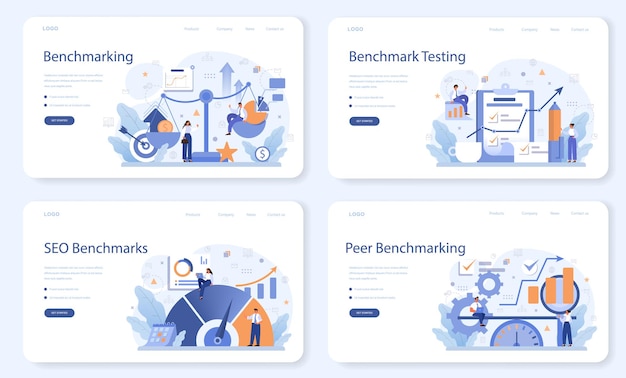 Benchmarking web layout or landing page set. Idea of business development and improvement. Compare quality with competitor companies.