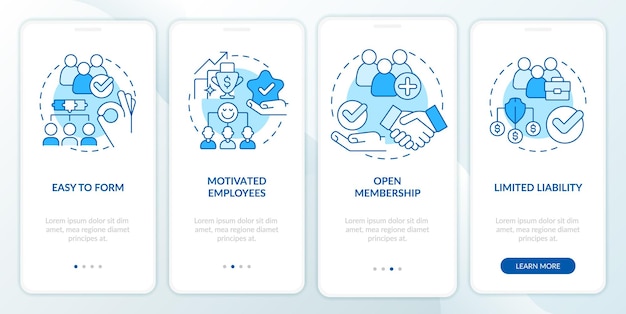 Benefits of coops blue onboarding mobile app screen