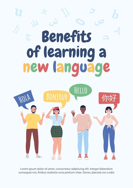 Benefits of learning new language flat vector banner template