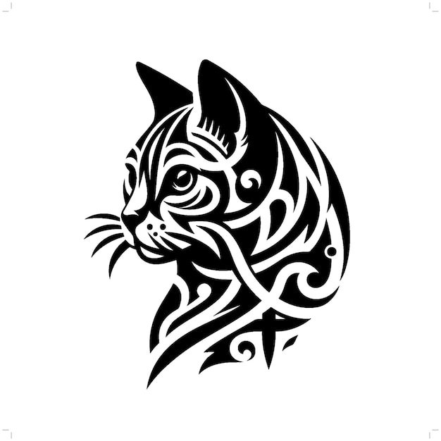 Bengal cat in modern tribal tattoo abstract line art of animals minimalist contour Vector