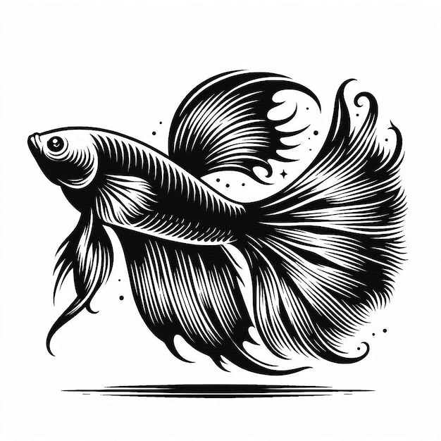 Bengal danio Silhouette line art vector illustration on white background