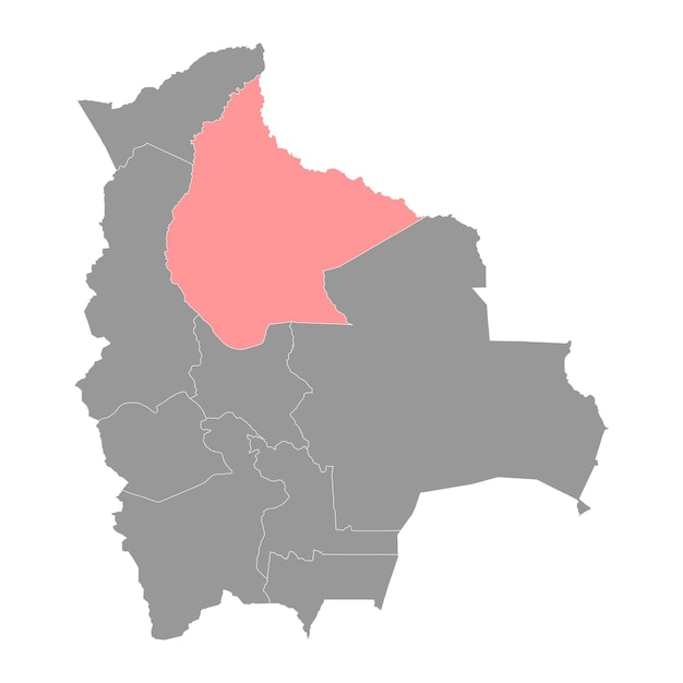 Beni Department map administrative division of Bolivia