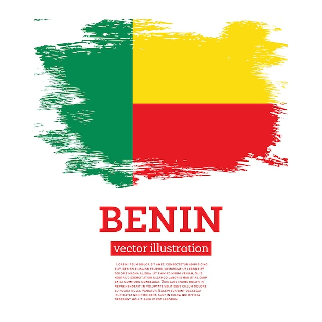 Benin Flag with Brush Strokes Independence Day