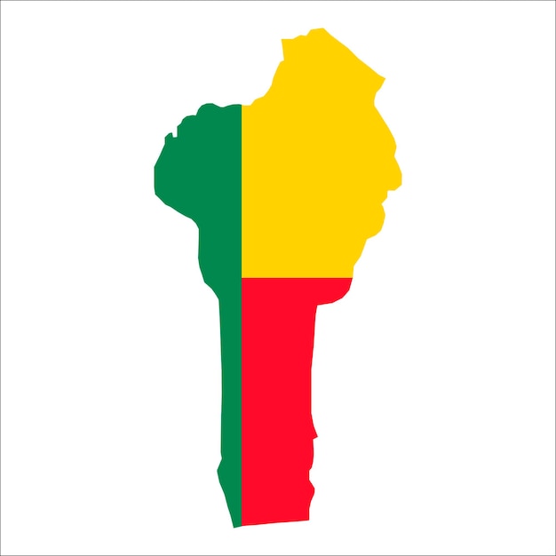 Vector benin map silhouette with flag on white background