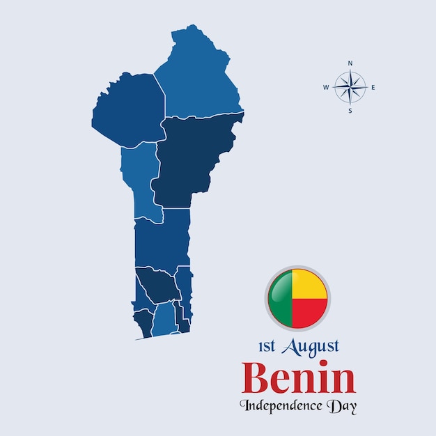 Benin map with flag Benin flag map