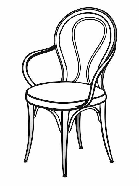 Vector bentwood chair colouring book pages for children and adults with vector design