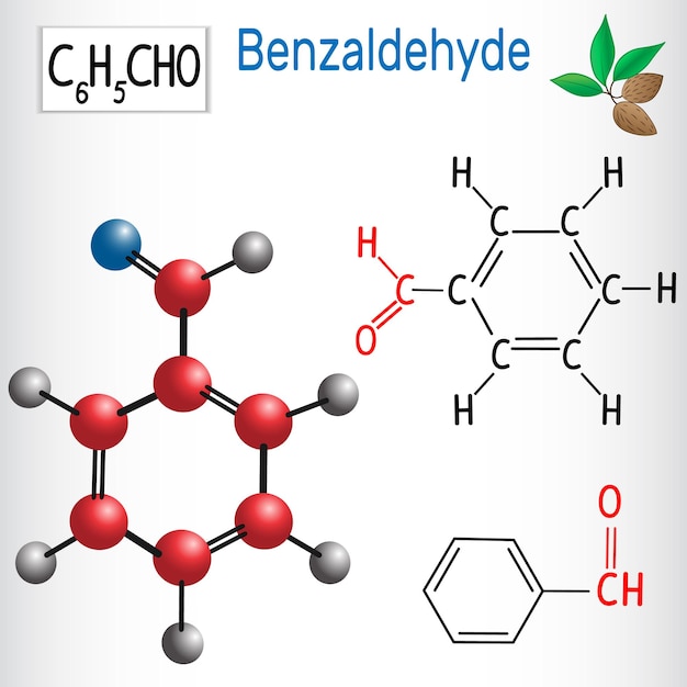 Benzaldehyde Aldehydes in nature Vector illustration