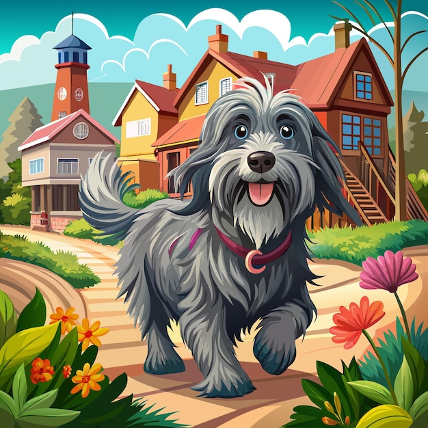 Bergamasco dog pleasant walks house vector