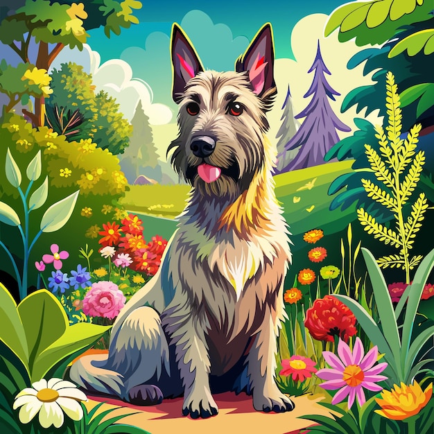 Berger Picard dog soft sits garden vector