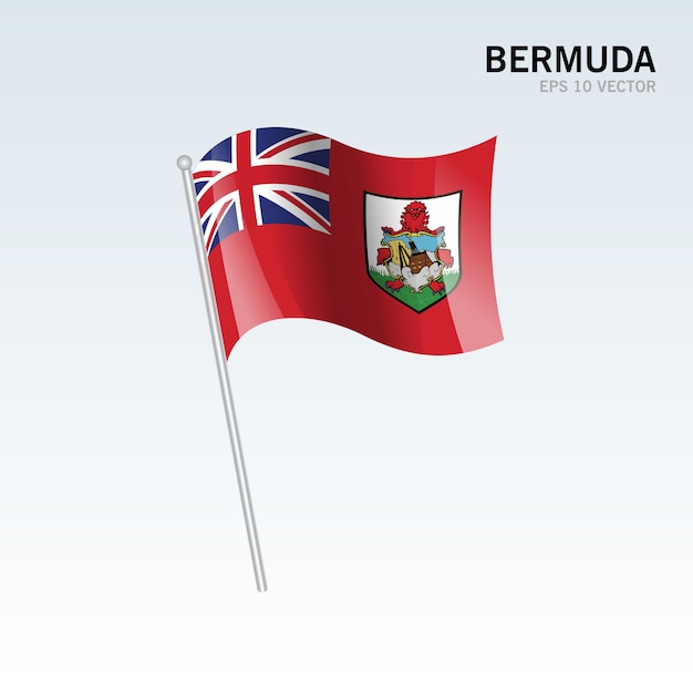 Bermuda waving flag isolated on gray background