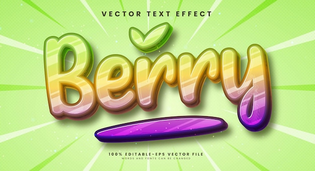 Berry 3d editable vector text effect suitable for natural product