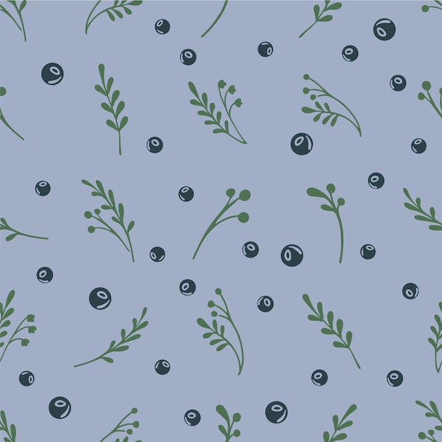 Berry and herbs vector seamless pattern