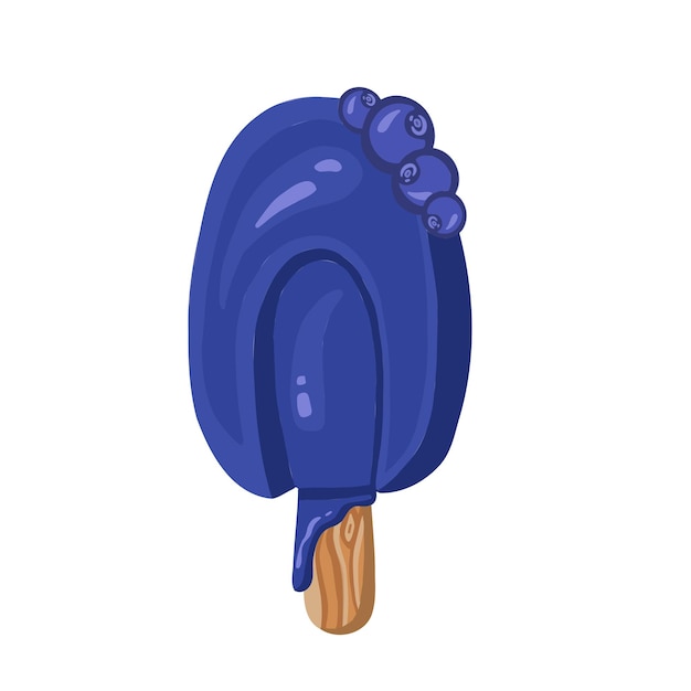 Berry popsicle with wild blueberries sorbet and ice cream vector illustration