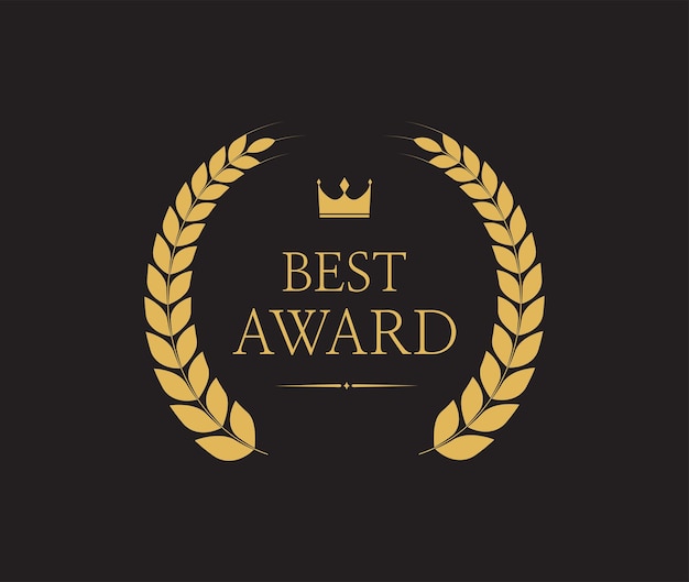 Vector best award golden laurel emblem achievement winner prize award badge logo laurel wreath vector