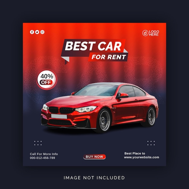 Best Car For Rent Social Media Banner Instagram Post Ad Concept Template