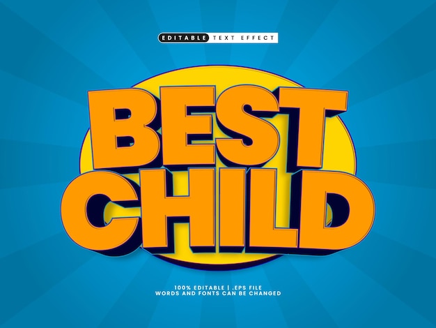 Vector best child editable text effect in game and kids text style