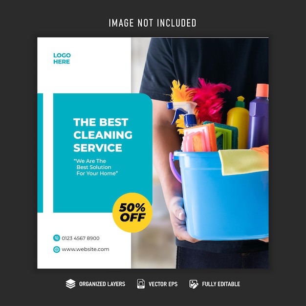 Best cleaning service for home social media post template Premium Vector